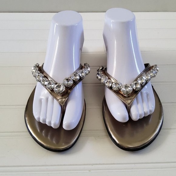 Paruolo Women's Large Rhinestone Thong Flip Flops Shoes Size 40 - Picture 2 of 9